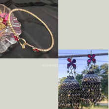 Load image into Gallery viewer, Jhumka Earrings and Statement Choker Necklace