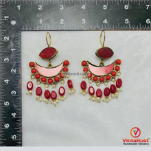 Load image into Gallery viewer, Long Dangle Red Earrings: Boho Festival Earrings Gift