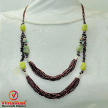 Load image into Gallery viewer, Maroon Beads and Stones Necklace