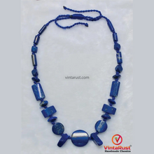Load image into Gallery viewer, Natural Lapis Lazuli Beaded Necklace: Handmade Tribal Style Blue Gemstone Jewelry