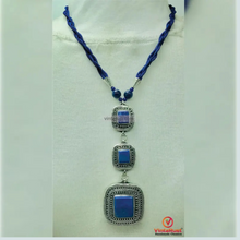 Load image into Gallery viewer, Lapis Lazuli Triple Stone Pendants Necklace
