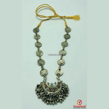 Load image into Gallery viewer, Vintage Beaded Coins Necklace With Dangling Pendant