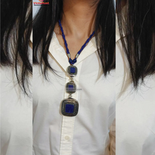 Load image into Gallery viewer, Lapis Lazuli Triple Stone Pendants Necklace