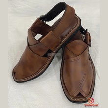 Load image into Gallery viewer, Handmade Brown Leather Peshawari Sandals for Men's
