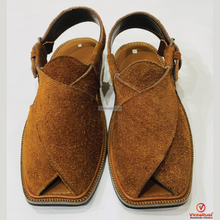 Load image into Gallery viewer, Handmade Suede Peshawari Sandals: Traditional Leather Chappal
