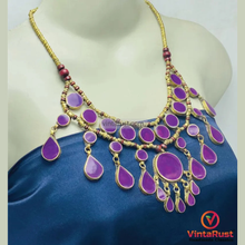 Load image into Gallery viewer, Amethyst Stone Choker Necklace with Wooden Beads