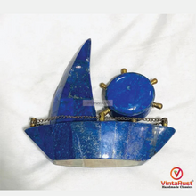 Load image into Gallery viewer, Genuine Lapis Lazuli Boat Decorative Piece With Watch