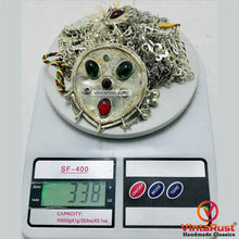 Load image into Gallery viewer, Tribal Silver Kuchi Bib Necklace With Glass Stones