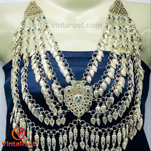 Load image into Gallery viewer, Afghani Tribal Silver Kuchi Multilayers Bib Necklace
