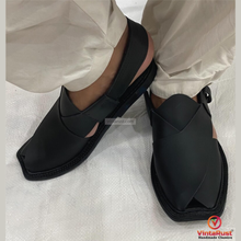 Load image into Gallery viewer, Handmade Premium Black Leather Peshawari Sandals