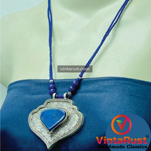 Load image into Gallery viewer, Lapis Lazuli Beaded Chain Pendant Necklace