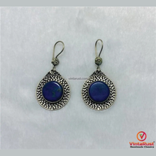 Load image into Gallery viewer, Handmade Blue Lapis Lazuli Drop Earrings