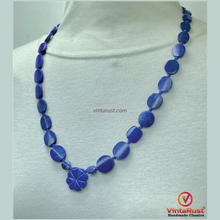 Load image into Gallery viewer, Blue Lapis Lazuli Necklace with Flower Pendant