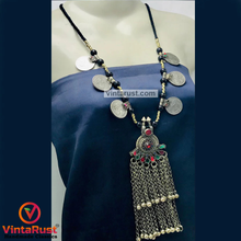 Load image into Gallery viewer, Vintage Beaded Coins Pendant Necklace