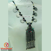 Load image into Gallery viewer, Vintage Beaded Coins Pendant Necklace