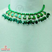 Load image into Gallery viewer, Green Beaded Stone and Small Pearls Necklace
