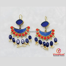 Load image into Gallery viewer, Gypsy Style Statement Earrings: Blue and Red Dangling Earrings
