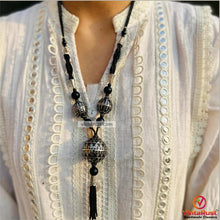 Load image into Gallery viewer, Artisan Black Boho Pendant Necklace