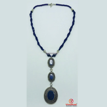 Load image into Gallery viewer, Lapis Lazuli Necklace with Triple Pendants