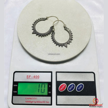 Load image into Gallery viewer, Handmade Oxidized Silver Tribal Hoop Earrings