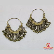 Load image into Gallery viewer, Rustic Kuchi Tribal Hoop Earrings with Bells