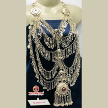Load image into Gallery viewer, Vintage Kuchi Bib Necklace: Afghan Tribal Pendant, Tassels & Bells