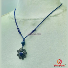 Load image into Gallery viewer, Genuine Royal Blue Lapis Lazuli Heart Shape Stone Necklace
