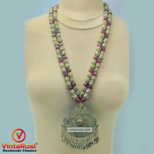 Load image into Gallery viewer, Vintage Metal Beaded Long Chain Pendant Necklace