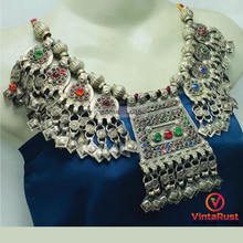 Load image into Gallery viewer, Beaded Chain Coins Afghan Necklace