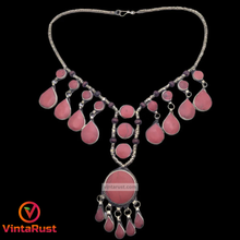 Load image into Gallery viewer, Dangling Stones Bib Necklace with Wooden Beads
