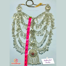 Load image into Gallery viewer, Vintage Kuchi Bib Necklace: Afghan Tribal Pendant, Tassels & Bells
