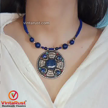 Load image into Gallery viewer, Handmade Lapis Lazuli Stone Beaded Pendant Necklace