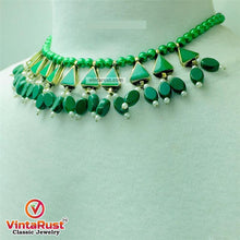 Load image into Gallery viewer, Green Beaded Stone and Small Pearls Necklace