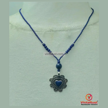 Load image into Gallery viewer, Genuine Royal Blue Lapis Lazuli Heart Shape Stone Necklace
