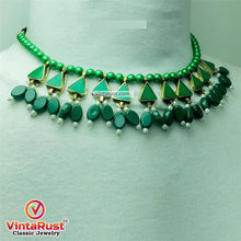 Load image into Gallery viewer, Green Beaded Stone and Small Pearls Necklace
