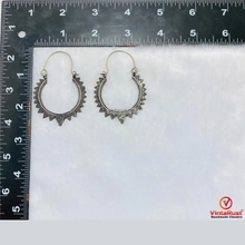 Load image into Gallery viewer, Handmade Oxidized Silver Tribal Hoop Earrings
