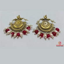 Load image into Gallery viewer, Kuchi Golden Tone Earrings With Multicolor Beads and Stones