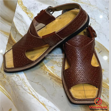 Load image into Gallery viewer, Authentic Handmade Brown Leather Peshawari Chappal