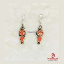 Load image into Gallery viewer, Handmade Nepalese Coral Earrings