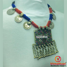 Load image into Gallery viewer, Antique Red and Blue Beaded Necklace