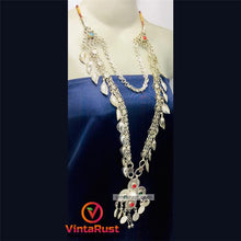 Load image into Gallery viewer, Long Two Layers Silver Pendant Necklace