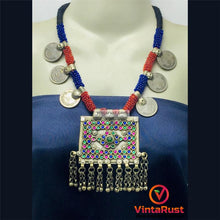 Load image into Gallery viewer, Antique Red and Blue Beaded Necklace