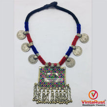 Load image into Gallery viewer, Antique Red and Blue Beaded Necklace