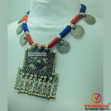 Load image into Gallery viewer, Antique Red and Blue Beaded Necklace