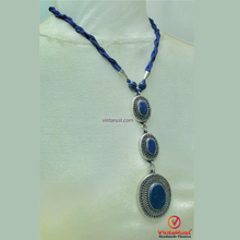 Load image into Gallery viewer, Lapis Lazuli Necklace with Triple Pendants