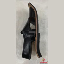 Load image into Gallery viewer, Men’s Black Leather Kaptaan Chappal: Ethnic Handmade Footwear
