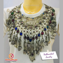 Load image into Gallery viewer, Vintage Afghan Bib Necklace: Oversized Tribal Jewelry