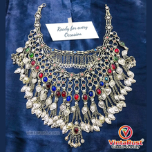 Load image into Gallery viewer, Vintage Afghan Bib Necklace: Oversized Tribal Jewelry