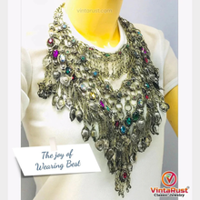 Load image into Gallery viewer, Vintage Afghan Bib Necklace: Oversized Tribal Jewelry
