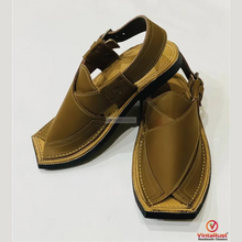 Load image into Gallery viewer, Authentic Tan Leather Peshawari Chappal